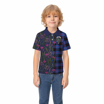 Maule Family Crest Tartan Kid Polo Shirt Scottish Thistle Flower Pattern Half Style - Tartan Vibes Clothing