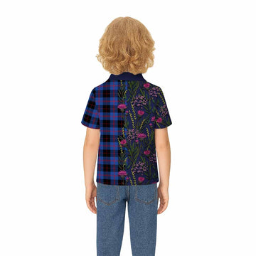Maule Family Crest Tartan Kid Polo Shirt Scottish Thistle Flower Pattern Half Style - Tartan Vibes Clothing