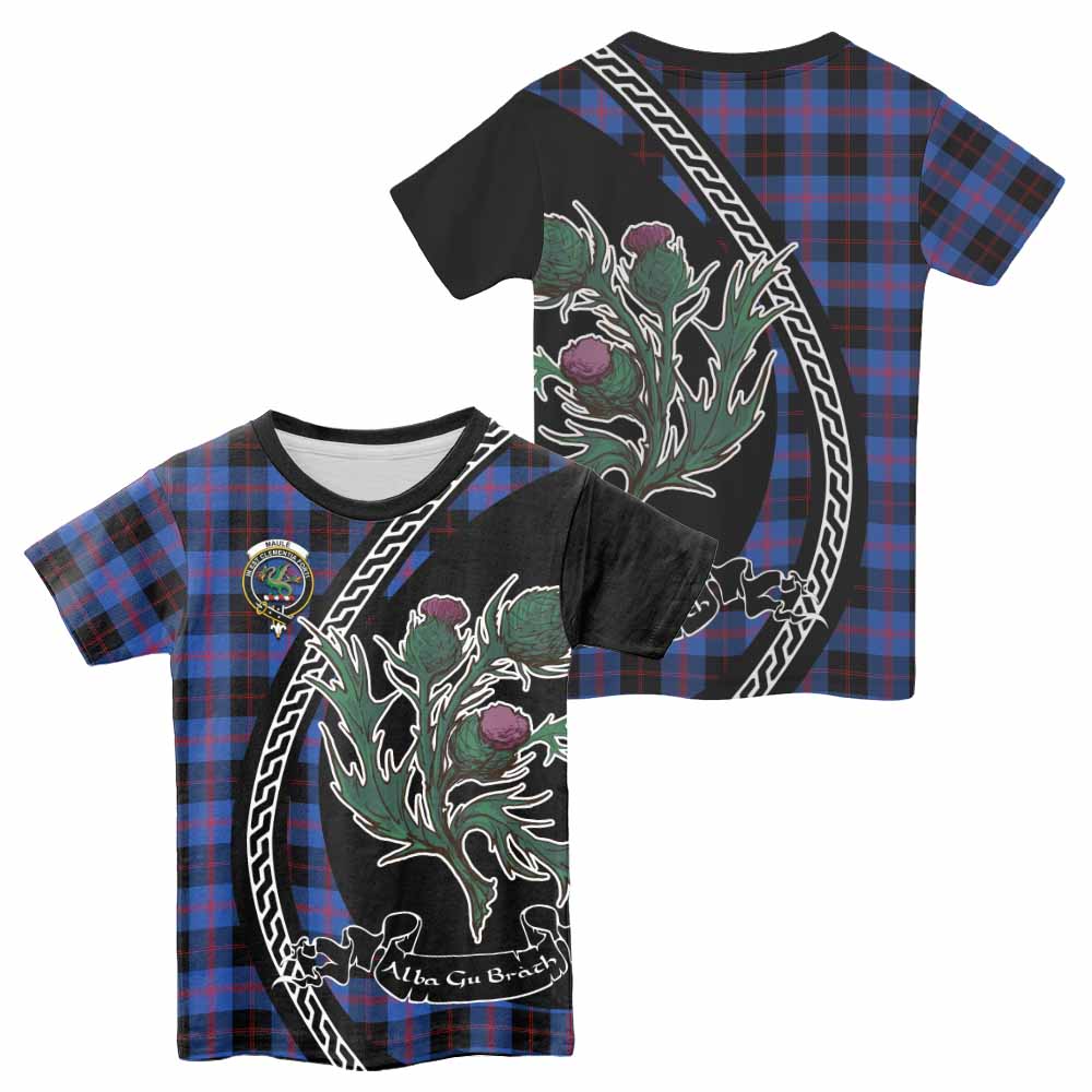 Maule Family Crest Tartan Kid T-shirt Alba Thistle Inspired - Tartan Vibes Clothing
