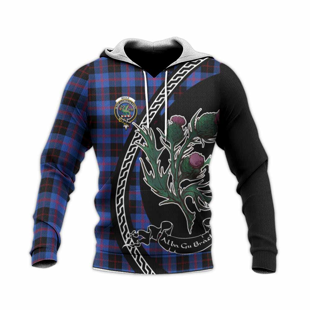 Maule Family Crest Tartan Knitted Hoodie Alba Thistle Inspired - Tartan Vibes Clothing