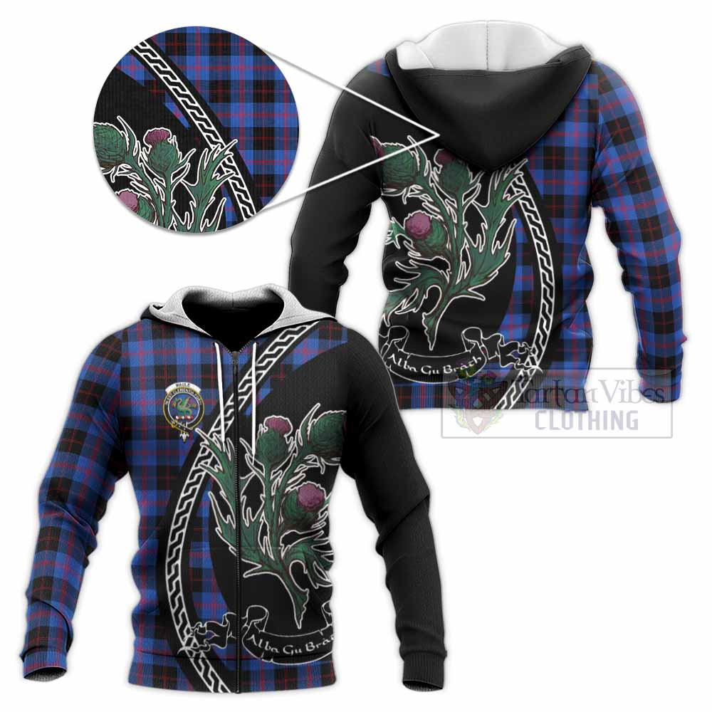 Maule Family Crest Tartan Knitted Hoodie Alba Thistle Inspired - Tartan Vibes Clothing