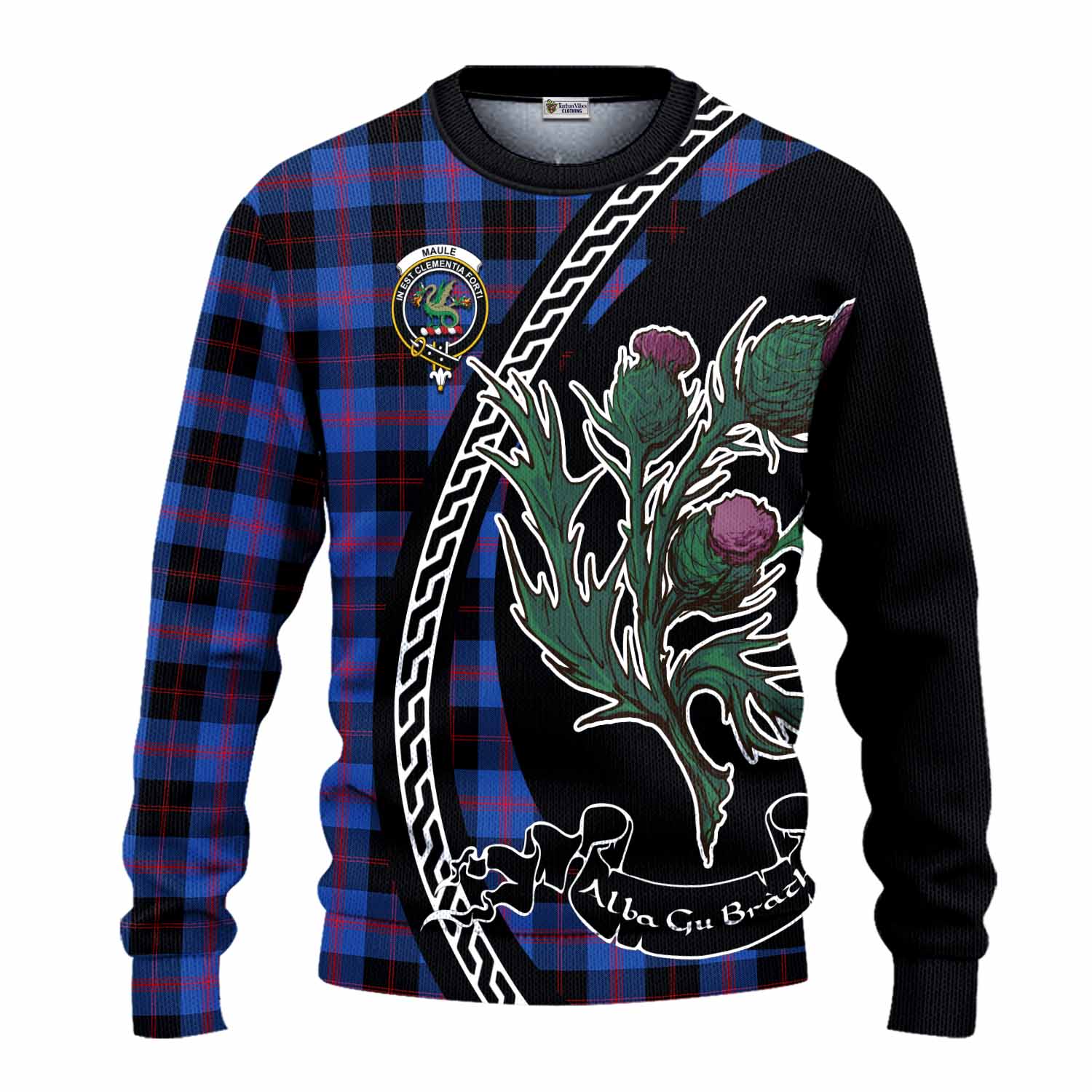 Maule Family Crest Tartan Knitted Sweater Alba Thistle Inspired - Tartan Vibes Clothing