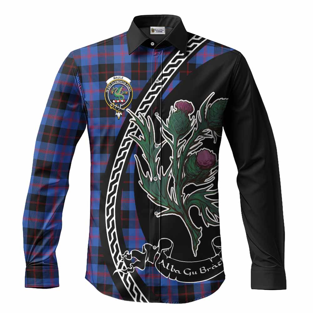 Maule Family Crest Tartan Long Sleeve Button Shirts Alba Thistle Inspired - Tartan Vibes Clothing