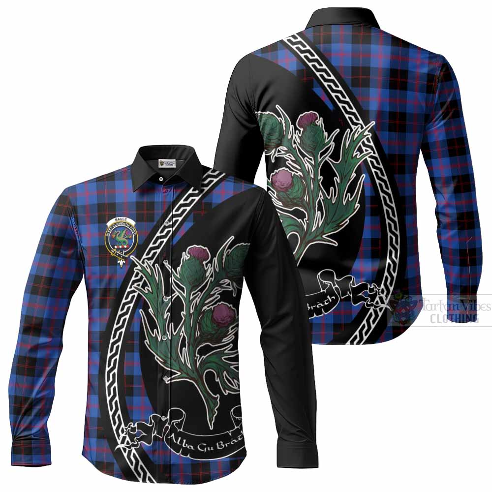 Maule Family Crest Tartan Long Sleeve Button Shirts Alba Thistle Inspired - Tartan Vibes Clothing