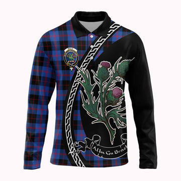 Maule Family Crest Tartan Long Sleeve Polo Shirt Alba Thistle Inspired
