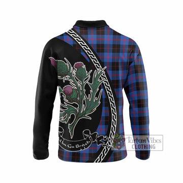 Maule Family Crest Tartan Long Sleeve Polo Shirt Alba Thistle Inspired