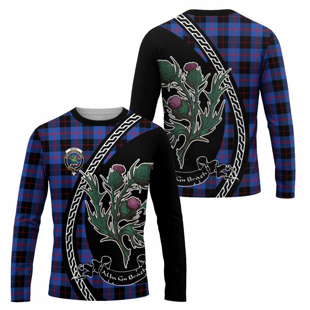 Maule Family Crest Tartan Long Sleeve T-Shirt Alba Thistle Inspired - Tartan Vibes Clothing