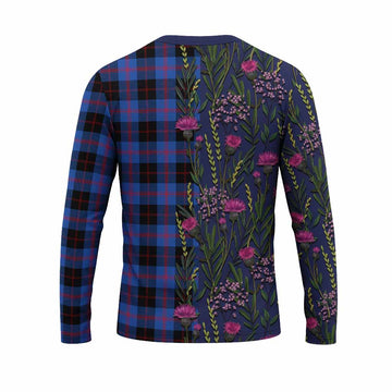 Maule Family Crest Tartan Long Sleeve T-Shirt Scottish Thistle Flower Pattern Half Style - Tartan Vibes Clothing