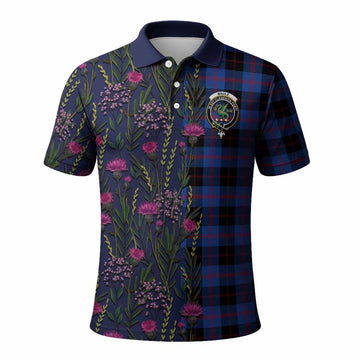 Maule Family Crest Tartan Polo Shirt Scottish Thistle Flower Pattern Half Style