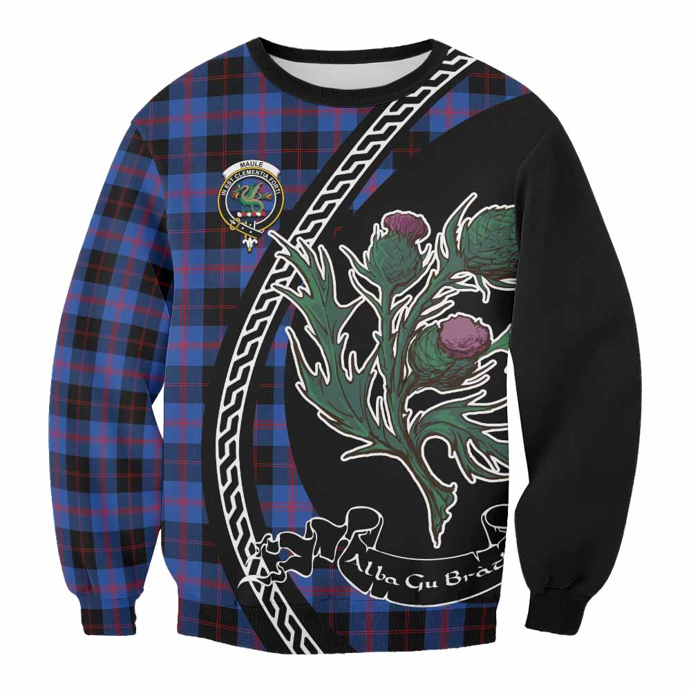Maule Family Crest Tartan Sweatshirt Alba Thistle Inspired - Tartan Vibes Clothing