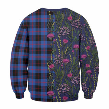 Maule Family Crest Tartan Sweatshirt Scottish Thistle Flower Pattern Half Style