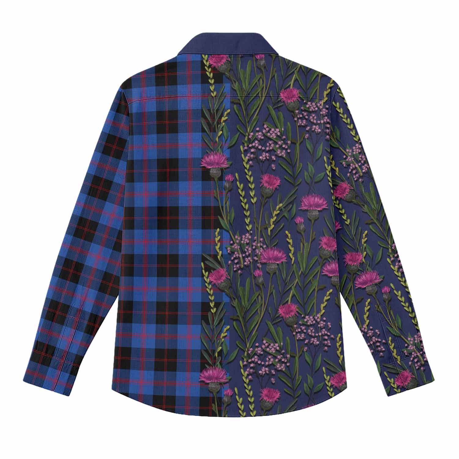 Maule Family Crest Tartan Women Casual Shirt Scottish Thistle Flower Pattern Half Style - Tartan Vibes Clothing