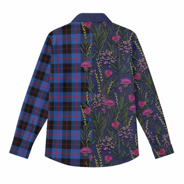 Maule Family Crest Tartan Women Casual Shirt Scottish Thistle Flower Pattern Half Style - Tartan Vibes Clothing