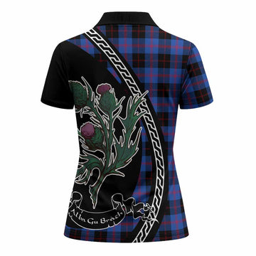 Maule Family Crest Tartan Women Polo Shirt Alba Thistle Inspired