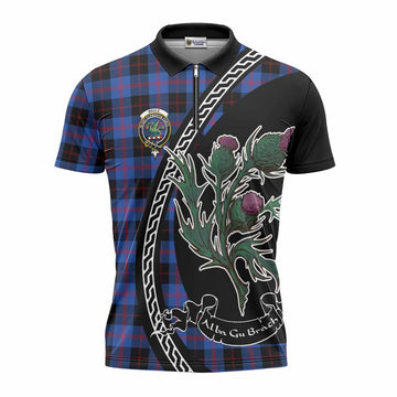 Maule Family Crest Tartan Zipper Polo Shirt Alba Thistle Inspired