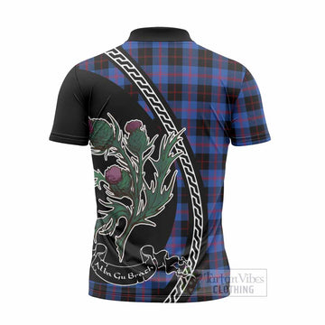 Maule Family Crest Tartan Zipper Polo Shirt Alba Thistle Inspired