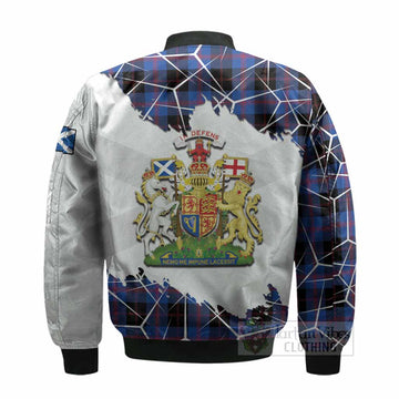Maule Tartan Bomber Jacket with Family Crest and Lion Rampant Grunge Style
