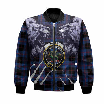 Maule Tartan Crest Bomber Jacket Ferocious Lion Style