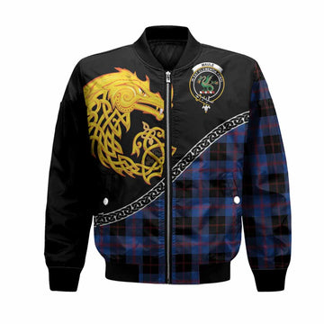 Maule Tartan Crest Bomber Jacket Legendary Dragon Knot Half Style
