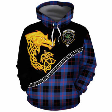 Maule Tartan Crest Cotton Hoodie Legendary Dragon Knot Half Style