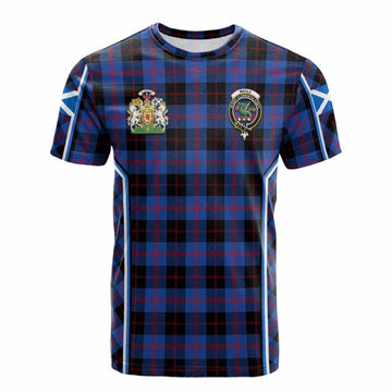 Maule Tartan Crest Cotton T-shirt Scotland Coat of Arm Flag Style