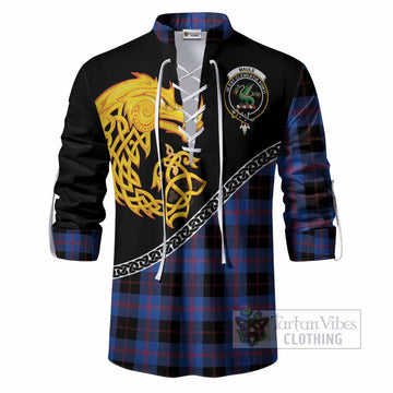 Maule Tartan Crest Ghillie Shirt Legendary Dragon Knot Half Style