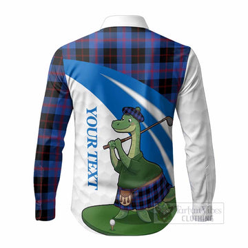 Maule Tartan Crest Golf Nessie Long Sleeve Button Shirts Loch Ness Monster Sporty Style