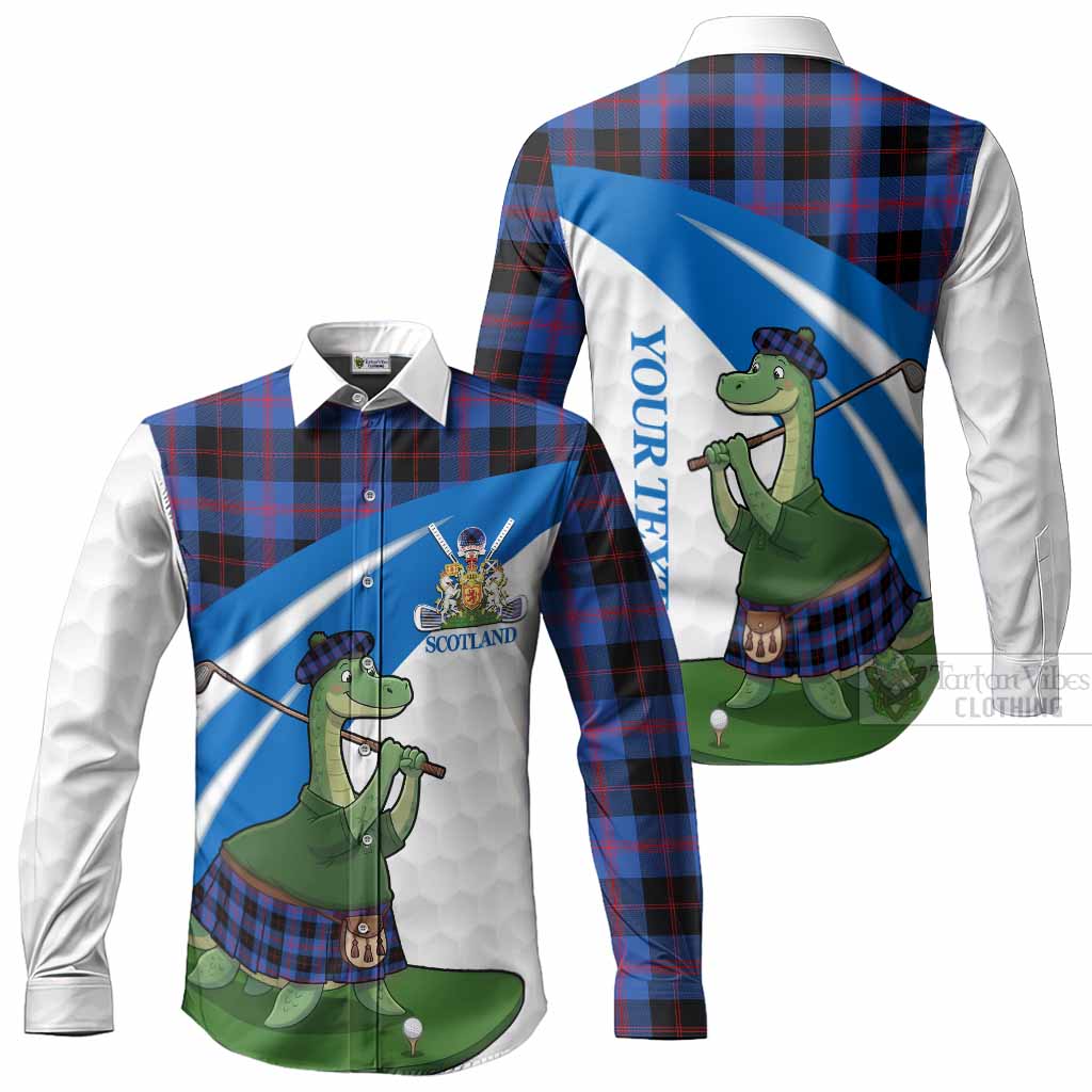 Maule Tartan Crest Golf Nessie Long Sleeve Button Shirts Loch Ness Monster Sporty Style