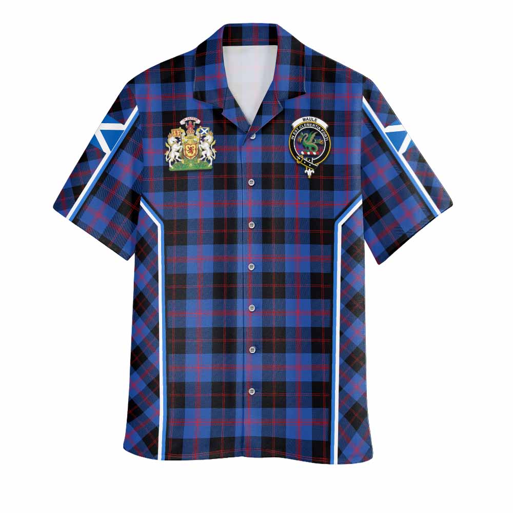 Maule Tartan Crest Hawaiian Shirt Scotland Coat of Arm Flag Style - Tartan Vibes Clothing