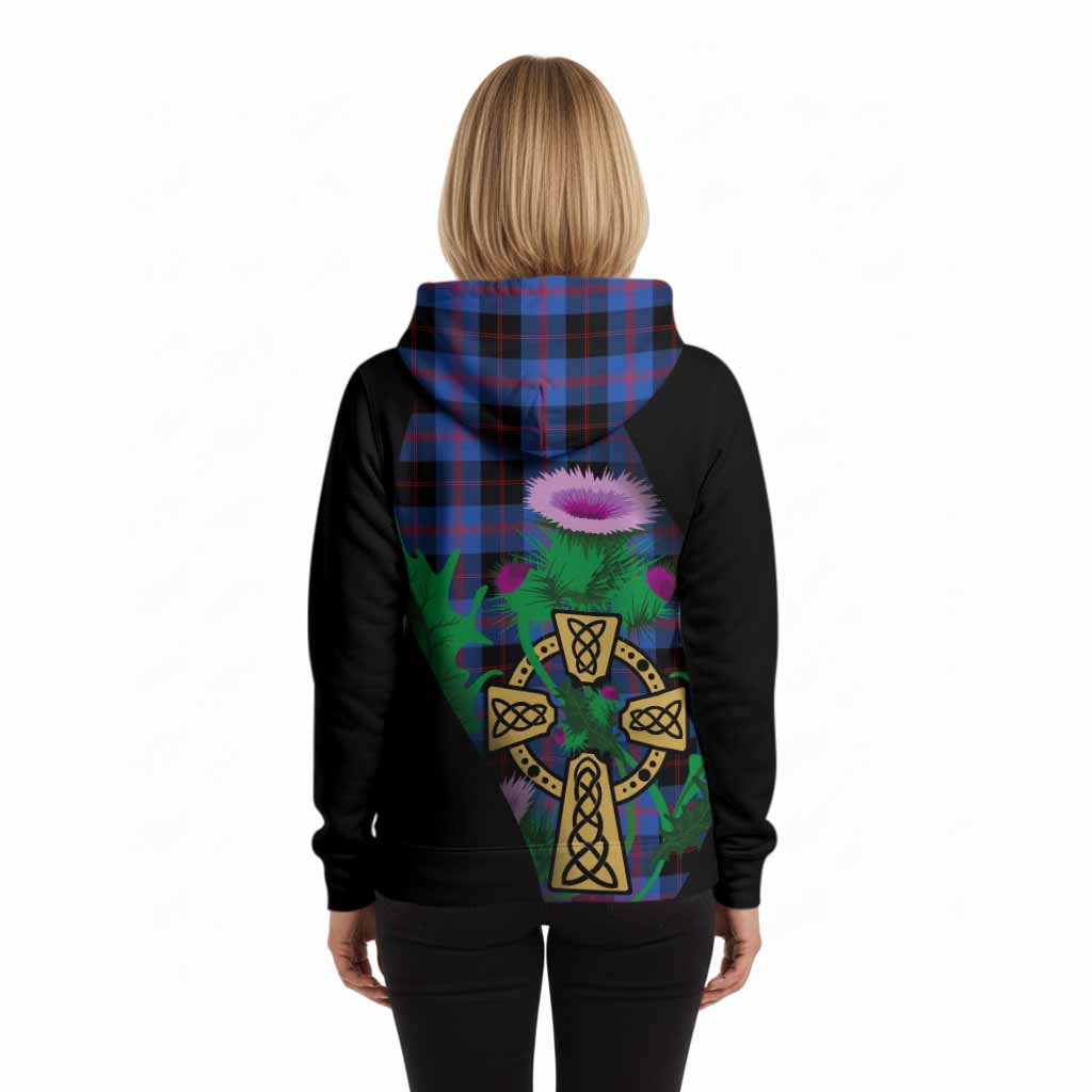 Maule Tartan Crest Hoodie Celtic Cross Thistle Flowers
