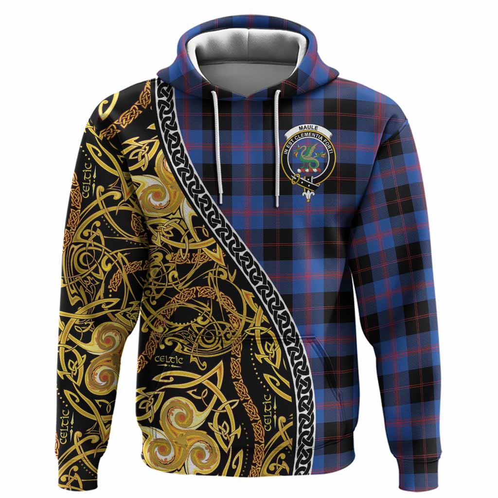 Maule Tartan Crest Hoodie Celtic Knot and Triple Trickle Spiral Symbols