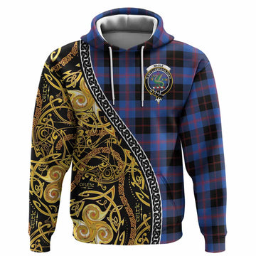 Maule Tartan Crest Hoodie Celtic Knot and Triple Trickle Spiral Symbols