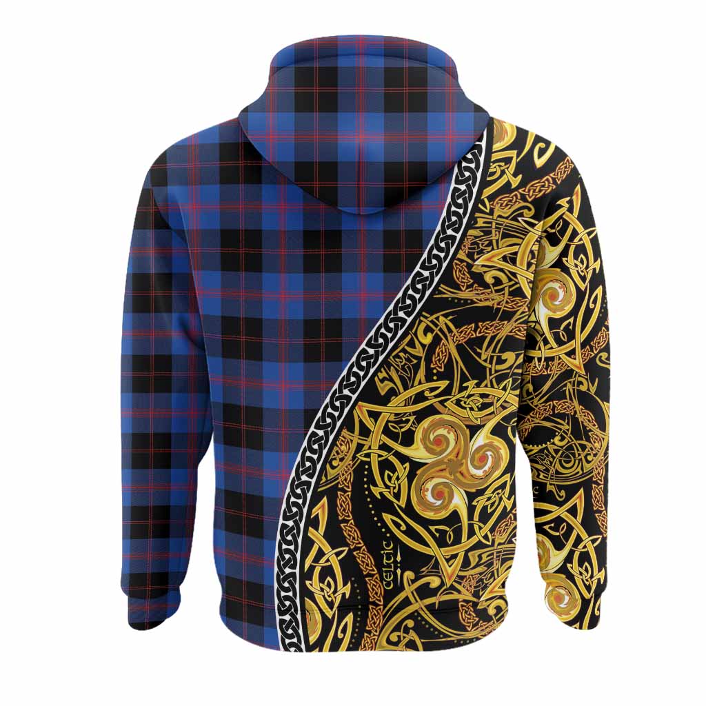 Maule Tartan Crest Hoodie Celtic Knot and Triple Trickle Spiral Symbols