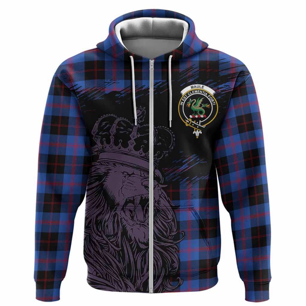 Maule Tartan Crest Hoodie Crowned Lion Heritage Style