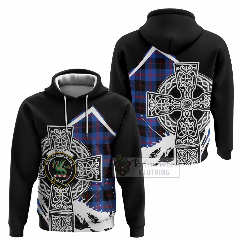 Maule Tartan Crest Hoodie Scottish Celtic Cross Heritage