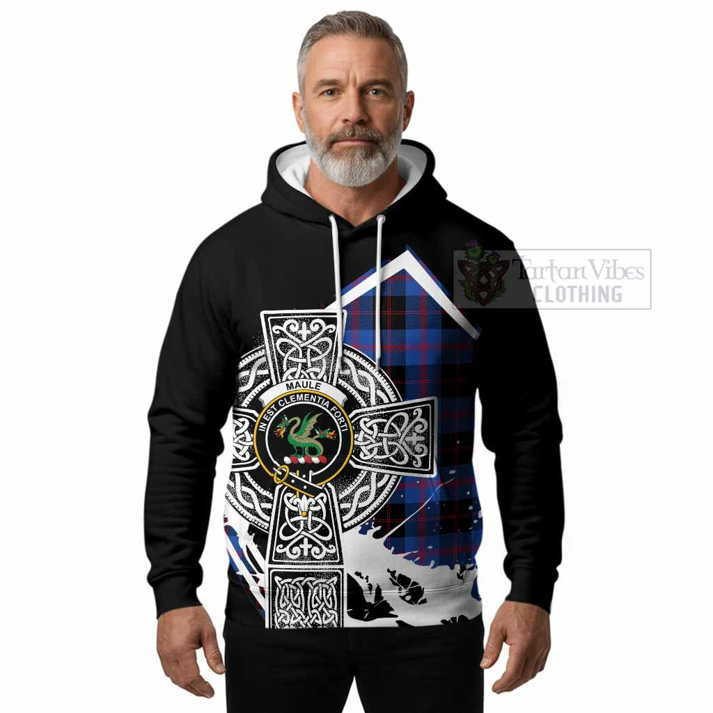 Maule Tartan Crest Hoodie Scottish Celtic Cross Heritage