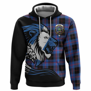 Maule Tartan Crest Hoodie Scottish Golden Lions Wave Flow