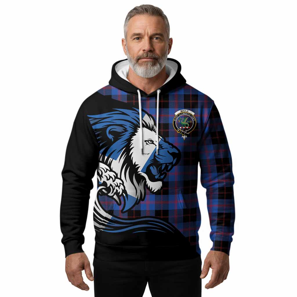 Maule Tartan Crest Hoodie Scottish Golden Lions Wave Flow