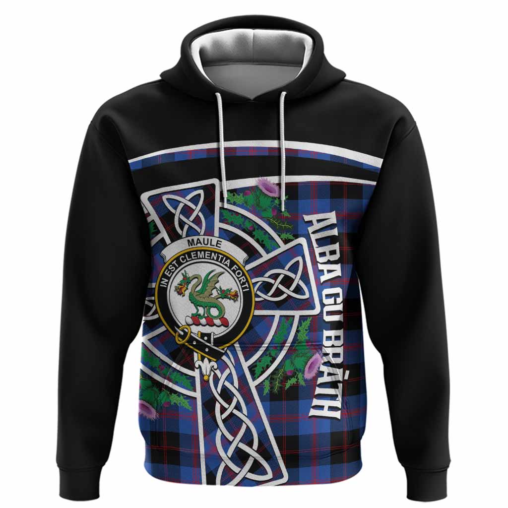Maule Tartan Crest Hoodie Scottish Thistle Celtic Cross Alba Gu Brath