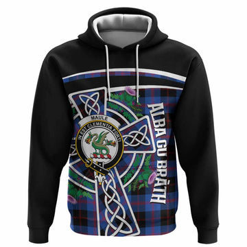Maule Tartan Crest Hoodie Scottish Thistle Celtic Cross Alba Gu Brath