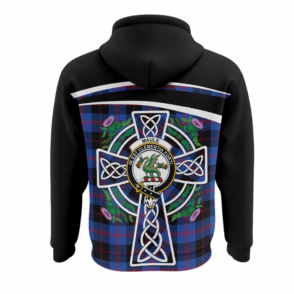 Maule Tartan Crest Hoodie Scottish Thistle Celtic Cross Alba Gu Brath