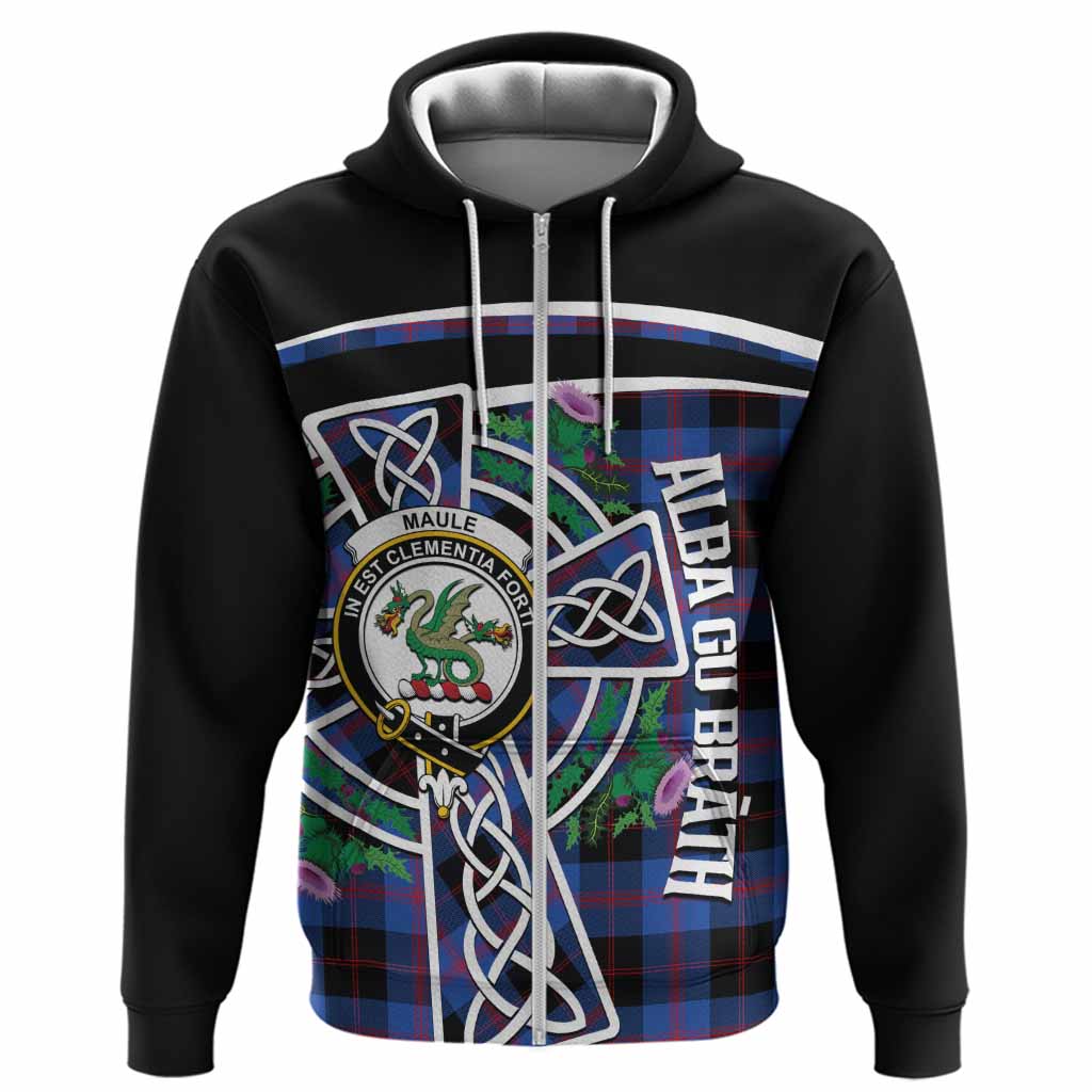 Maule Tartan Crest Hoodie Scottish Thistle Celtic Cross Alba Gu Brath