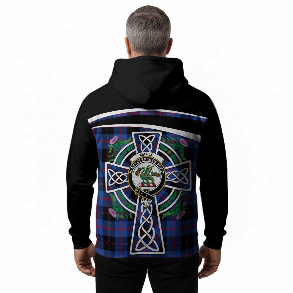 Maule Tartan Crest Hoodie Scottish Thistle Celtic Cross Alba Gu Brath