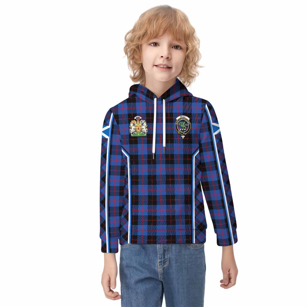 Maule Tartan Crest Kid Hoodie Scotland Coat of Arm Flag Style - Tartan Vibes Clothing