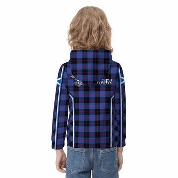 Maule Tartan Crest Kid Hoodie Scotland Coat of Arm Flag Style