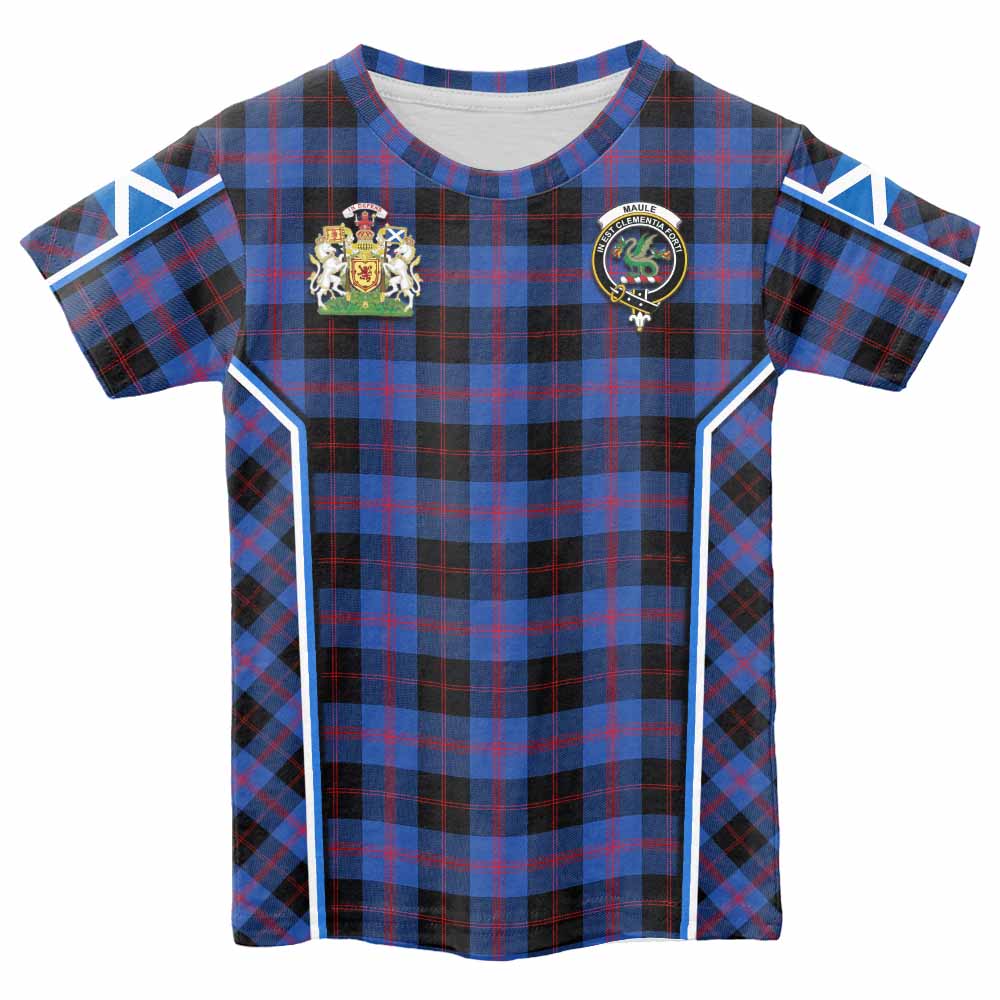 Maule Tartan Crest Kid T-shirt Scotland Coat of Arm Flag Style - Tartan Vibes Clothing
