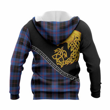 Maule Tartan Crest Knitted Hoodie Legendary Dragon Knot Half Style