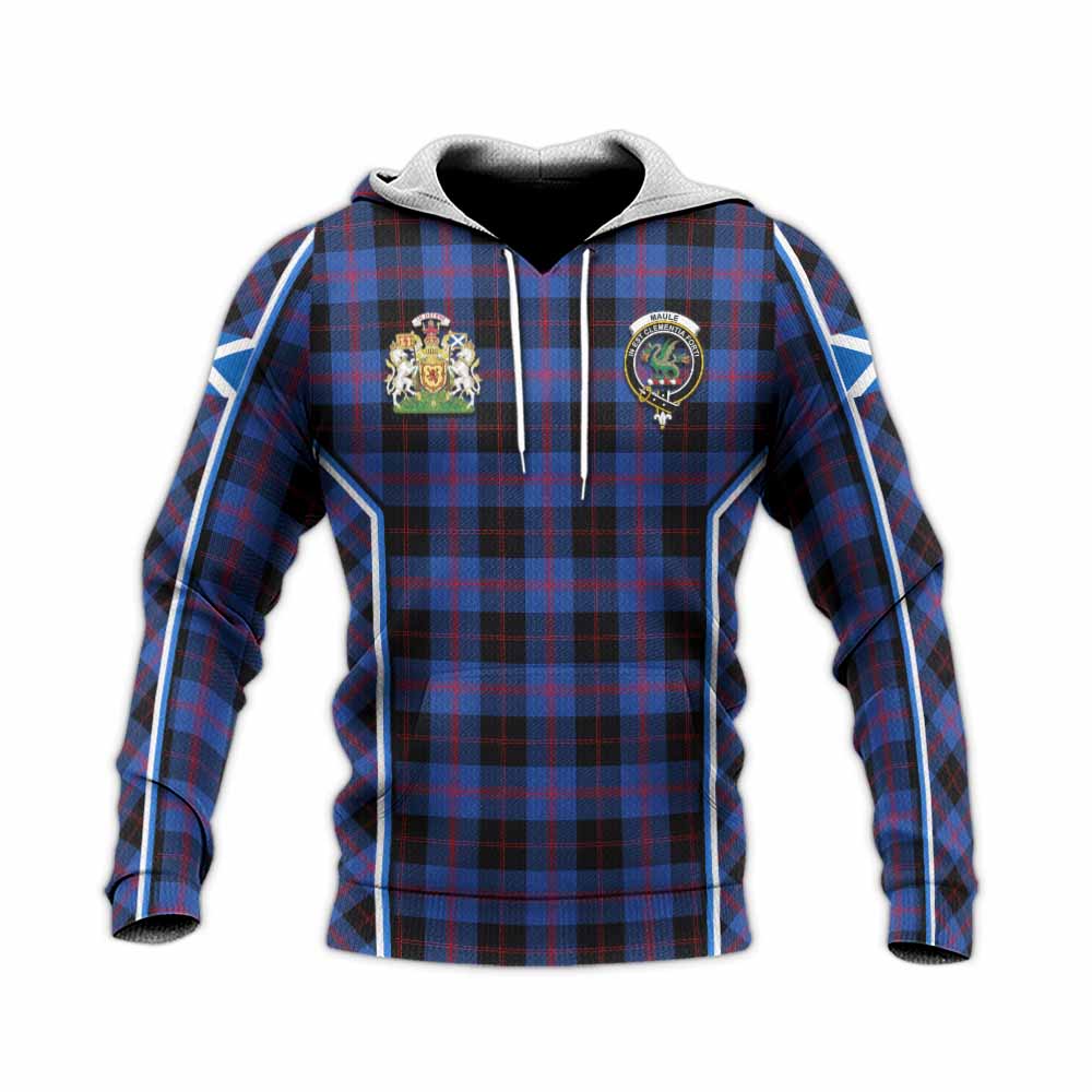 Maule Tartan Crest Knitted Hoodie Scotland Coat of Arm Flag Style - Tartan Vibes Clothing