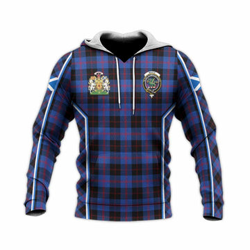 Maule Tartan Crest Knitted Hoodie Scotland Coat of Arm Flag Style