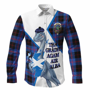 Maule Tartan Crest Loch Ness Monster Long Sleeve Button Shirts Nessie Scottish Map Tha Gradh Agam Air Alba